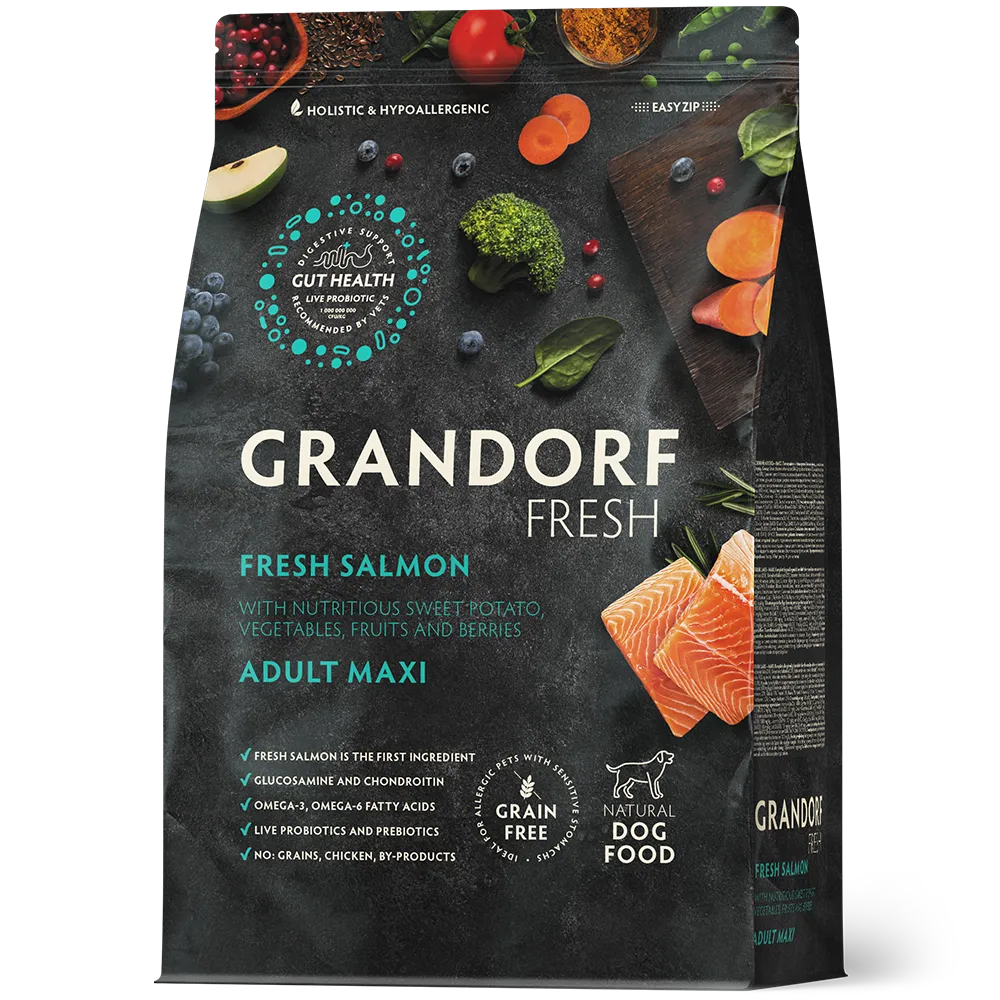 GRANDORF FRESH Свежее филе лосося с бататом для собак крупных пород