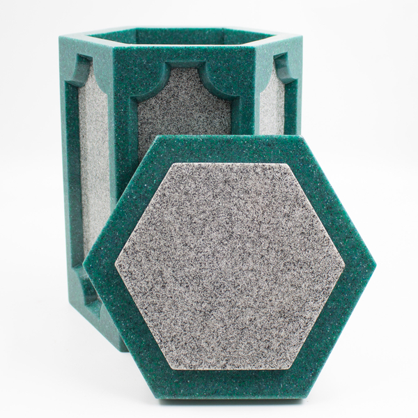 Урна для праха "Призма" серо-зеленая комби