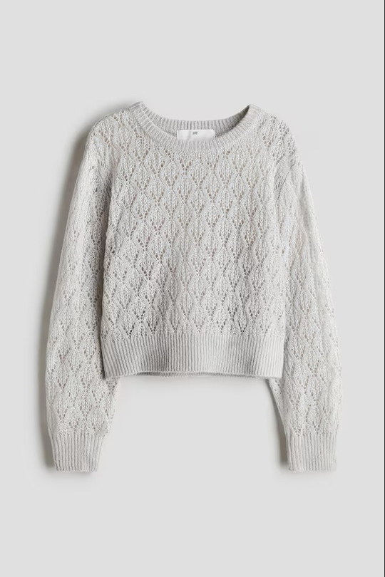 H&M Трикотажный свитер, светло-серый