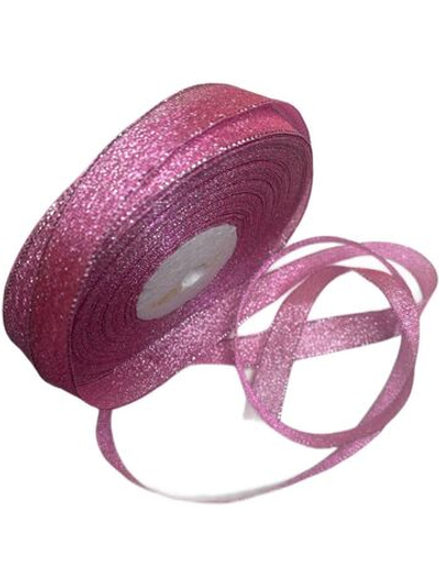 Лента люрекс 12мм - 33м -1 боб. (розовый с серебром)