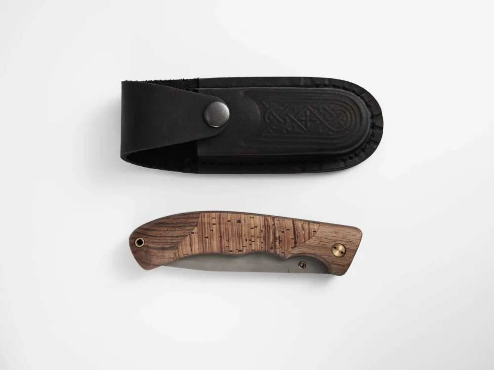 Складной нож "Охотник", сталь Х12МФ, рукоять береста/орех