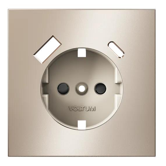 Накладка для розетки с заземлением и защитными шторками, с USB A+C, S70 Metal (платина) vlsm001010