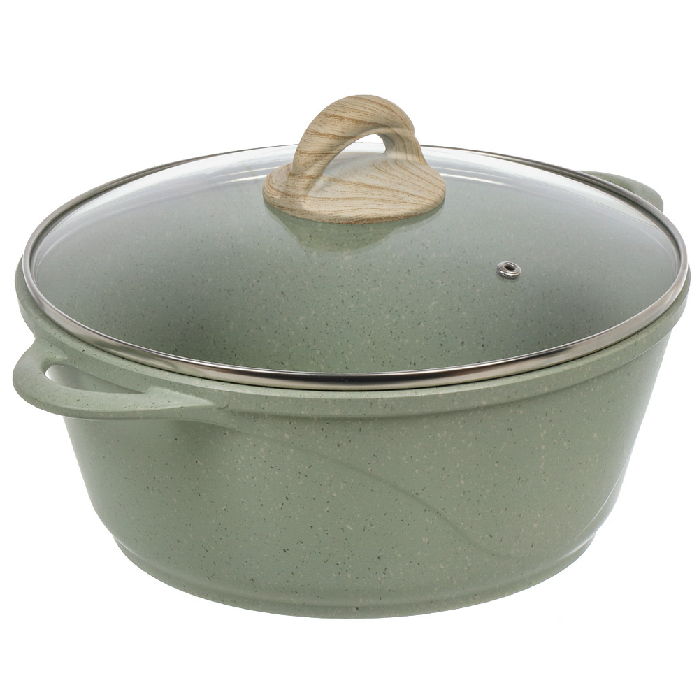 Кастрюля алюм, антиприг, 4 л, с крыш, крыш стекло, Гурман, Мята, ГМк403МЛ, индукц