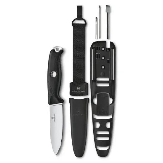 Нож Victorinox Мод. VENTURE PRO BLACK (242мм) - 9 функций + огниво, чехол