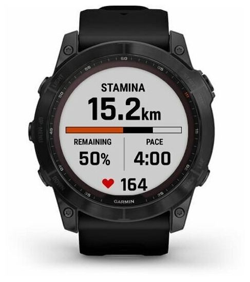 Умные часы Garmin Fenix 7X Sapphire Solar титановый черный DLC с силиконовым ремешком