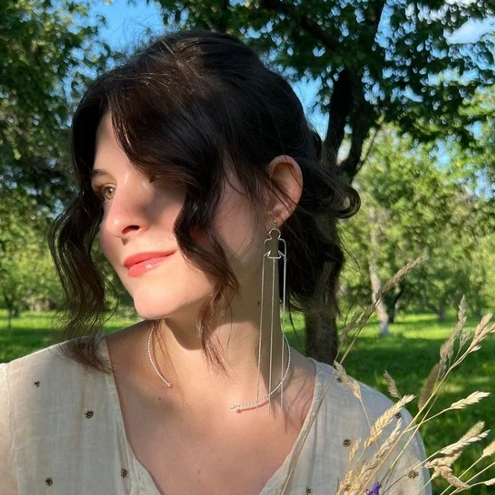 Одиночная серьга ПТИЦА