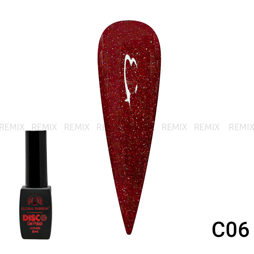 Гель лак Disco Gel Polish, Global Fashion, светоотражающий, 8 мл C06