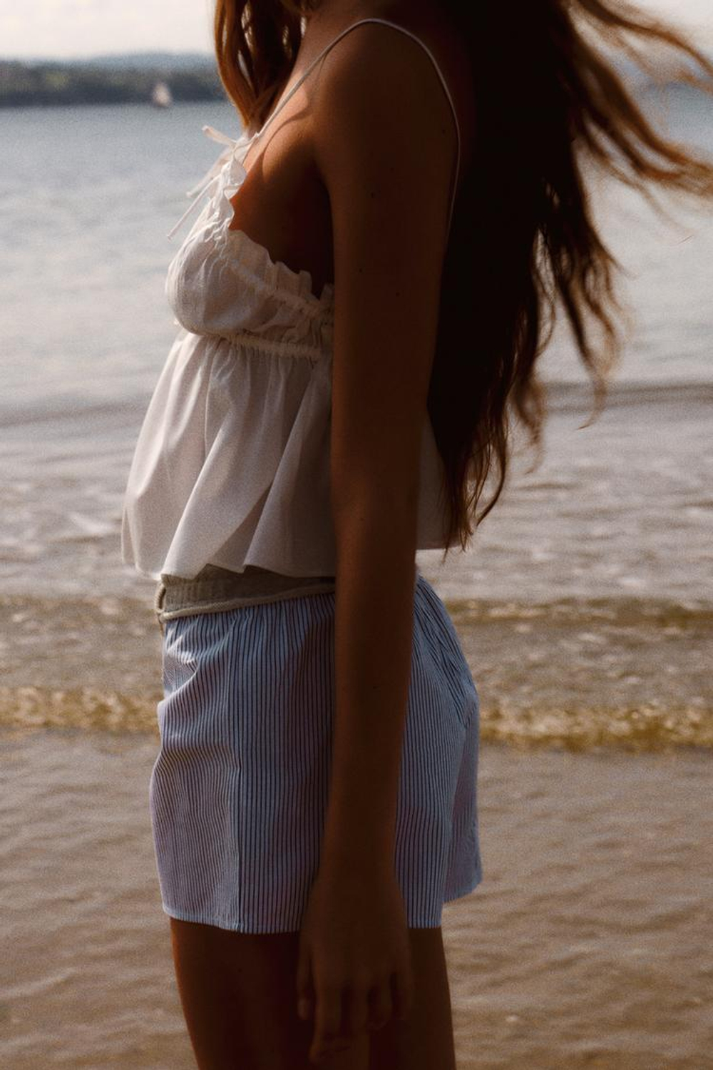 ZARA ТОП ИЗ ПОПЛИНА С БАНТОМ, БЕЛЫЙ