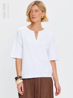 Плотная футболка из футера 2-нитки с V-вырезом HIGH TEMP