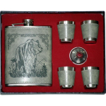 Набор Helios (HS-N-А07) Фляжка (в коже 240 мл + 4 стопки + воронка)