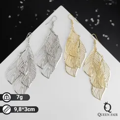 Серьги висячие "Шелест" листопад, цвет МИКС