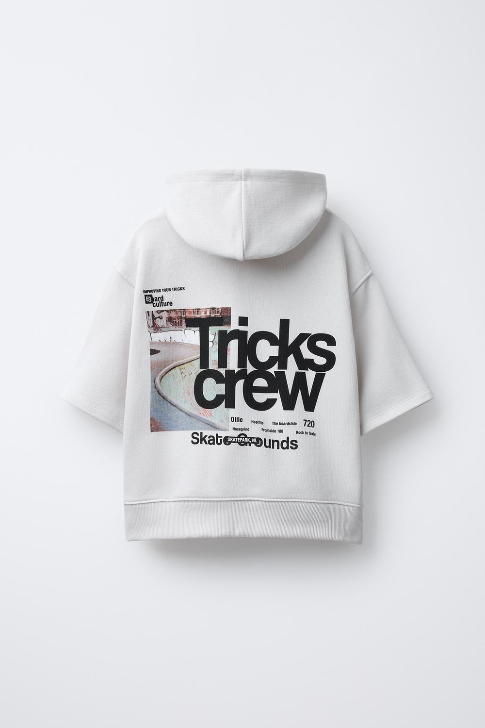 ZARA ТОЛСТОВКА С КОРОТКИМИ РУКАВАМИ И НАДПИСЬЮ, ЭКРЮ