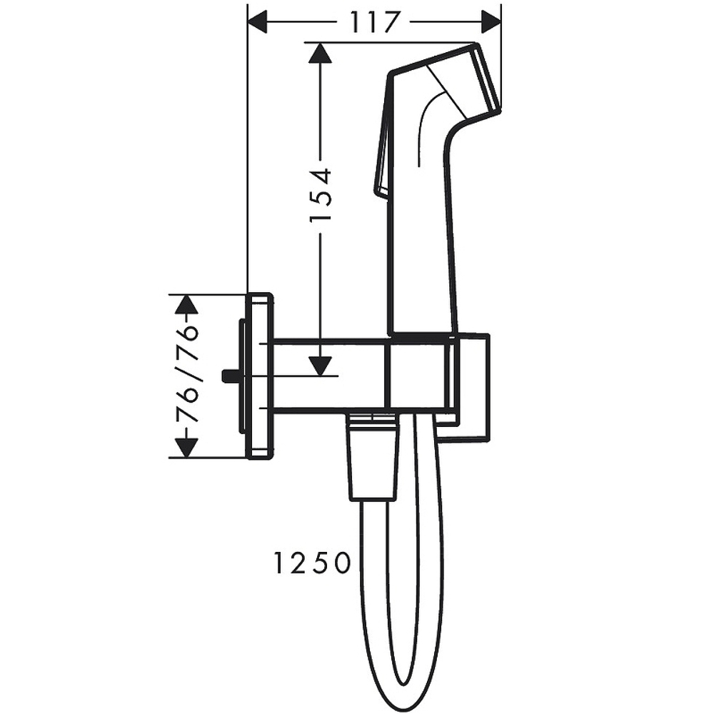 Гигиенический душ со смесителем Hansgrohe Bidette 29233670 черный матовый