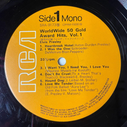 Винтажная виниловая пластинка LP Elvis Presley Элвис Пресли Worldwide 50 Gold Award Hits, Vol. 1 (Japan 1970) Heartbreak Hotel