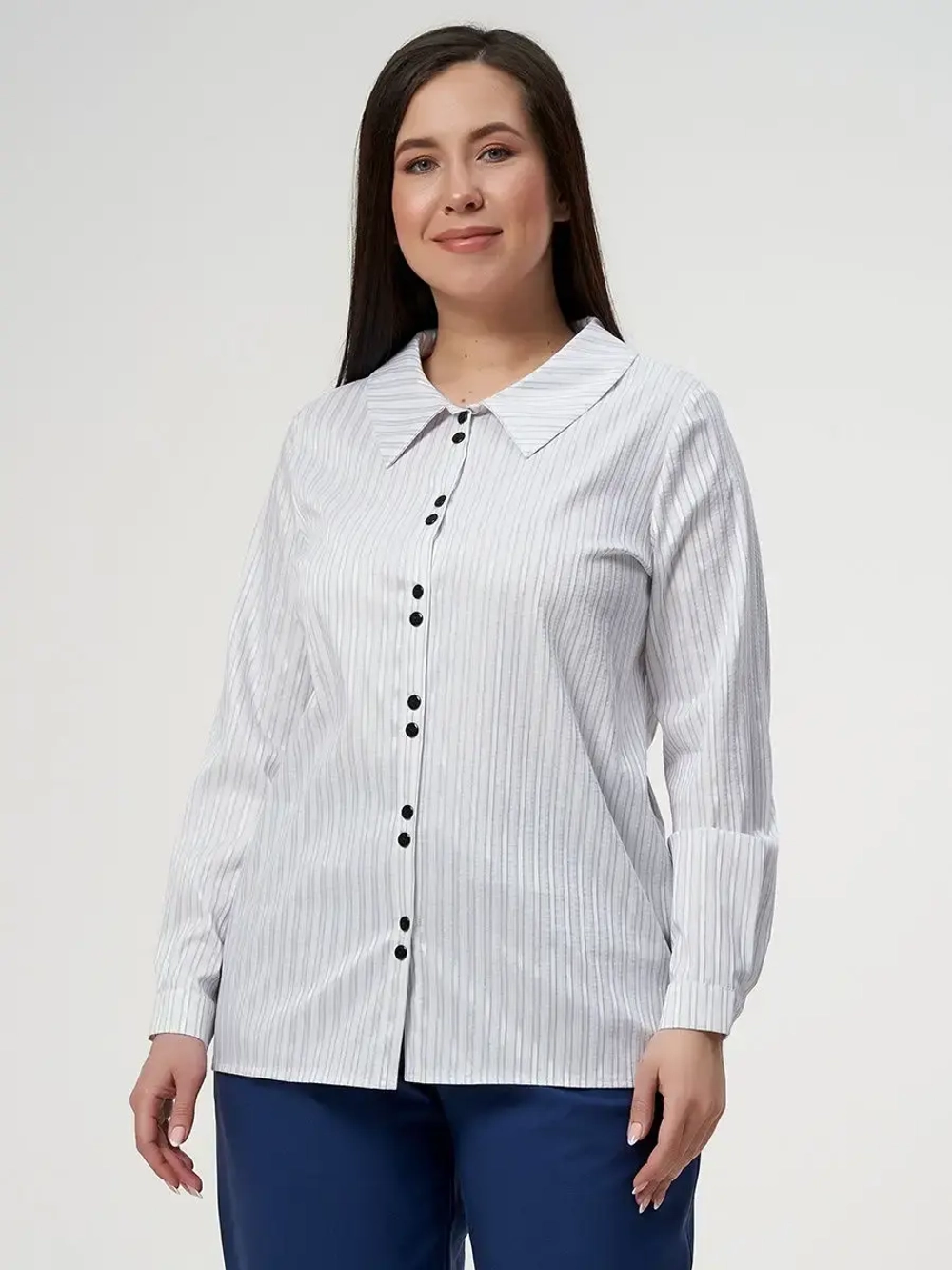 Блузка рубашка в полоску большие размеры