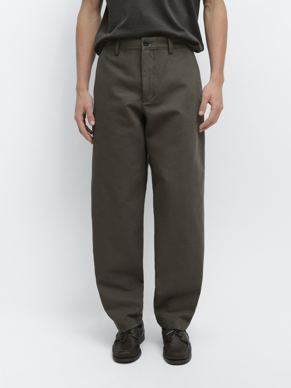 Massimo Dutti Хлопковые брюки зауженного кроя, зеленый