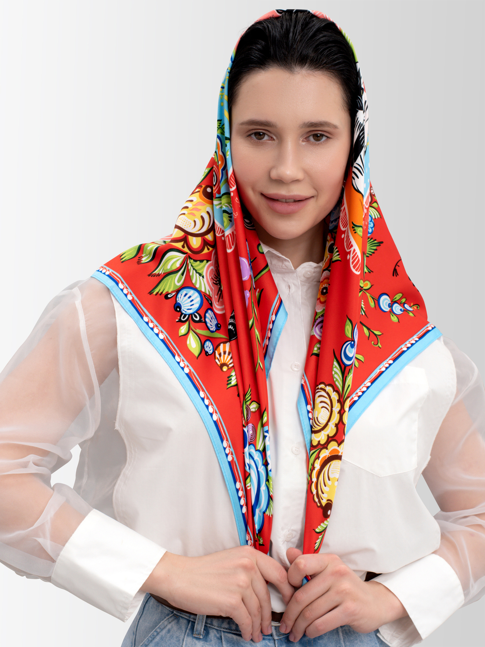 Платок «Городецкая роспись»