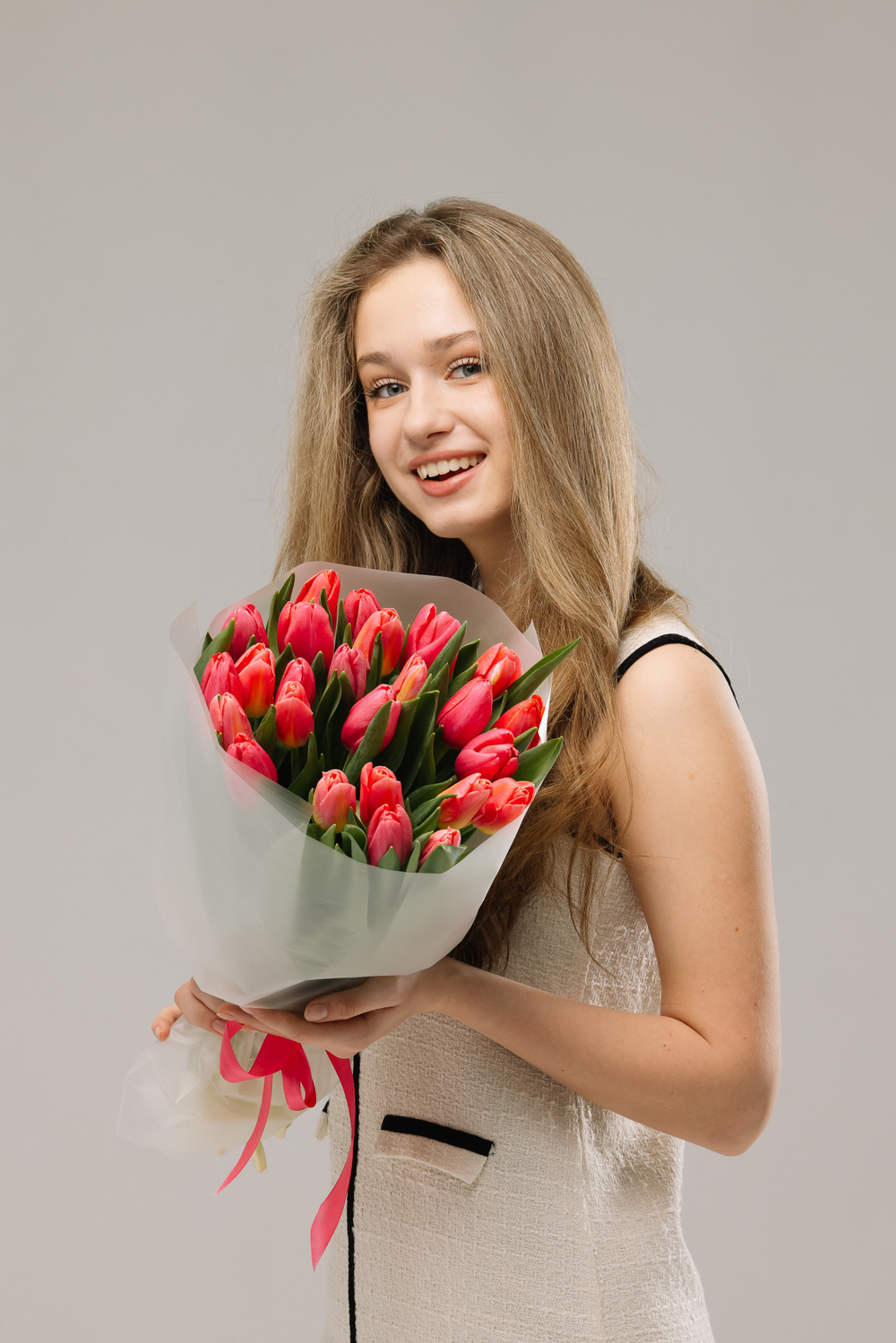 Моно- букет 25 шт. (цвет королевский розовый)