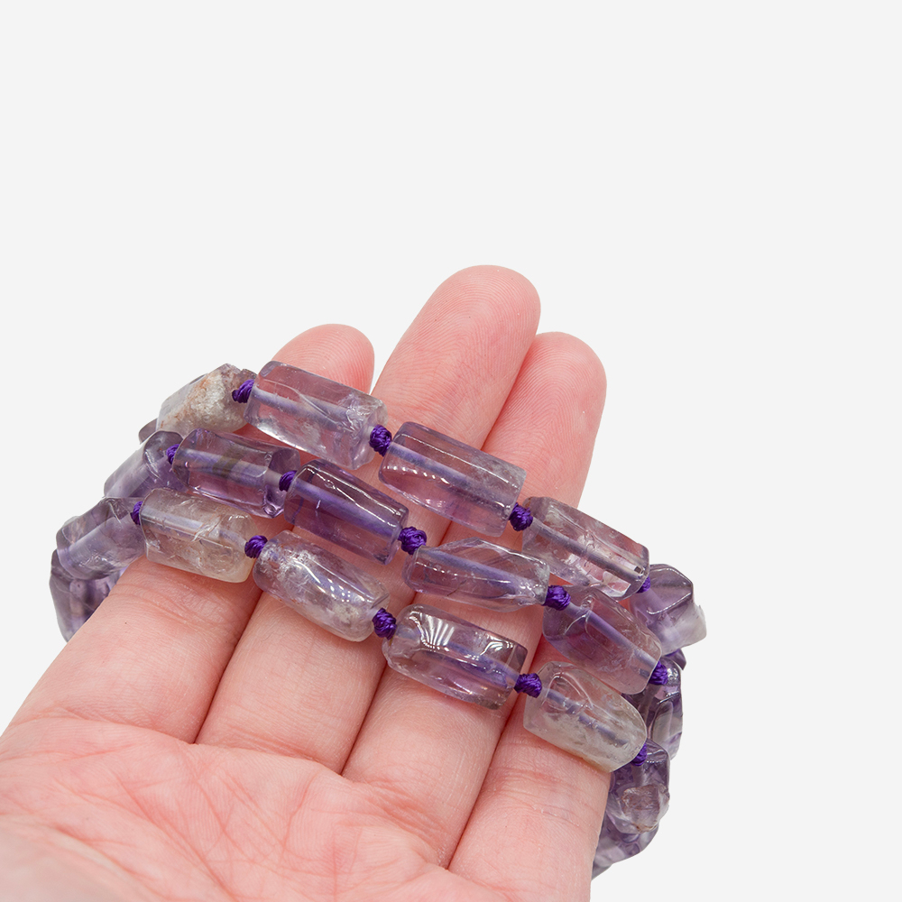 Ауралит натуральный (кварц с включениями), бочонки с гранями, 13-16*7-9мм