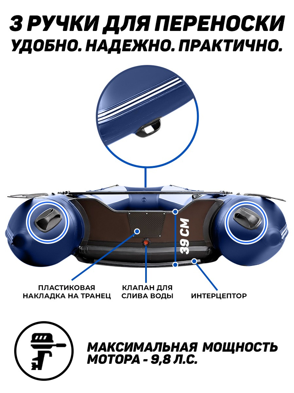 YACHTMAN-300 НДНД (Яхтман) белый-синий (лодка ПВХ нднд под мотор с усилением)