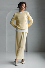 Юбка из трикотажа на резинке лимонная