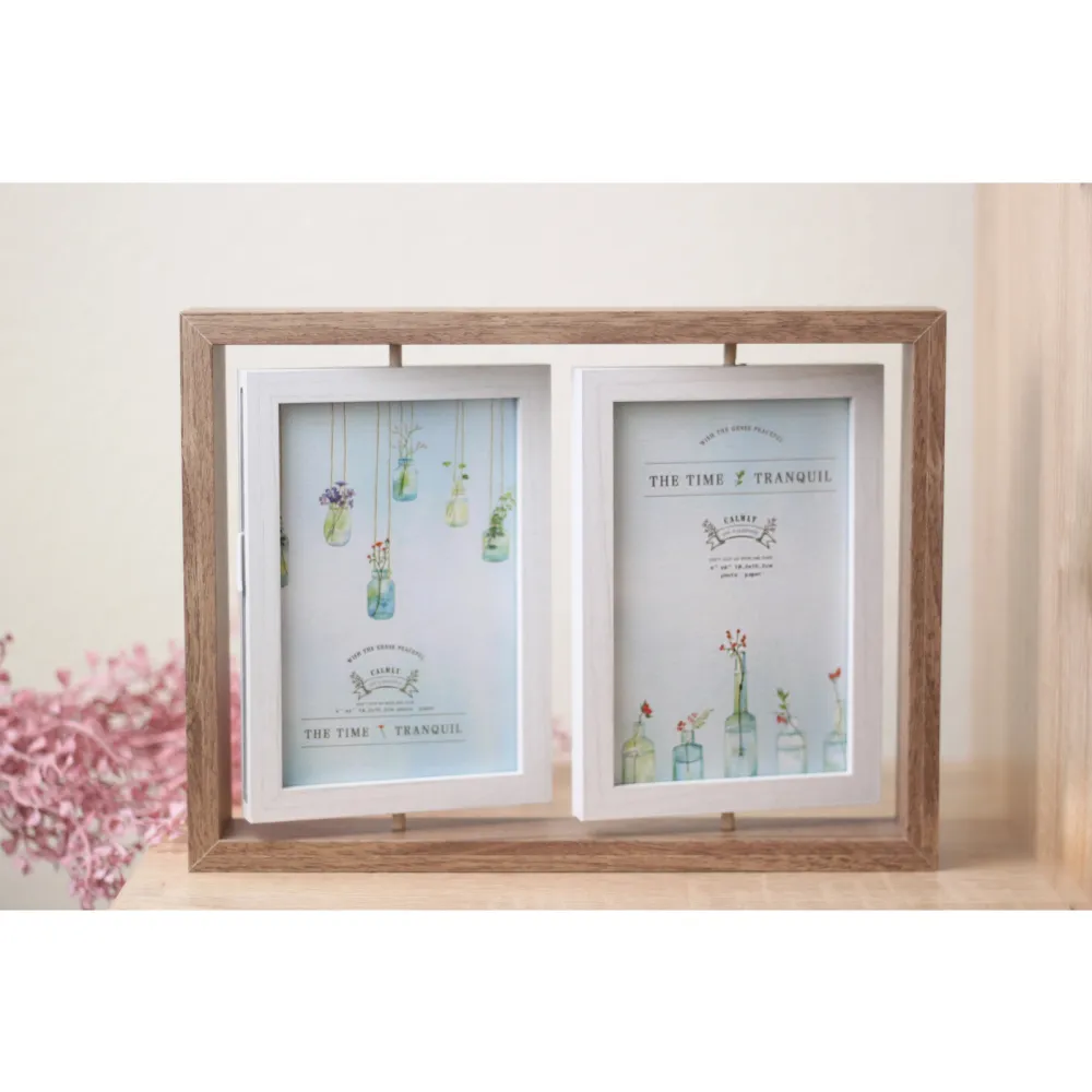 Фоторамка двойная 10*15см вращающаяся, коричневая