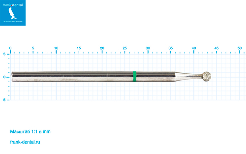 Фреза алмазная зеленая Frank Dental типа HP - D.801.023.G.HP