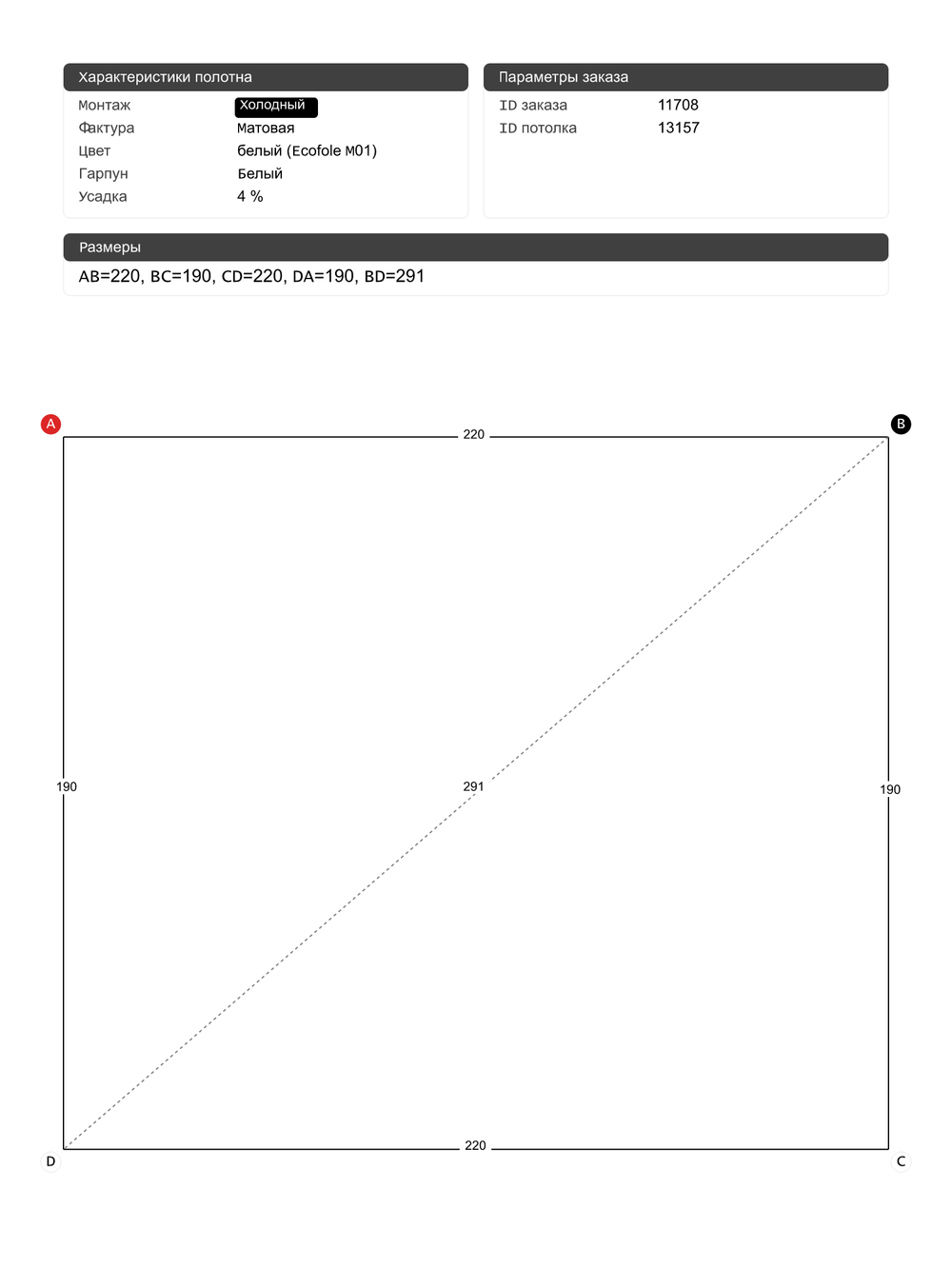 Натяжные потолки: 2.5 м2, 3.7 м2, 4.2 м2, 2.3 м2