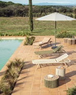 Шезлонг Dandara из зеленой стали и веревки на ножках из массива акации