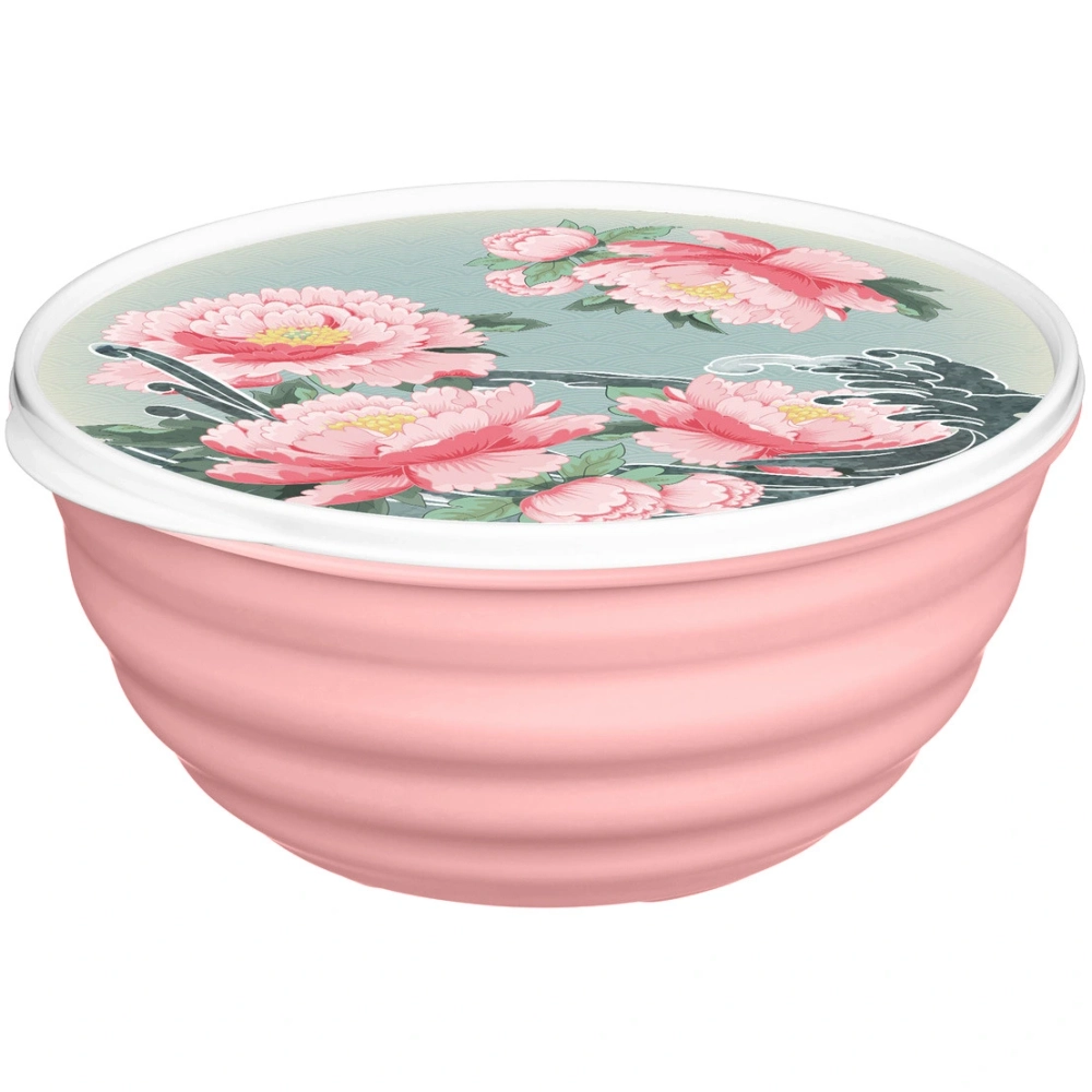 Миска «Latina» 1,1л с крышкой с декором «Сад пионов» (розовый) 223152208/04