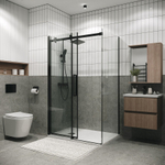 Душевое ограждение Grossman Classic 100.K33.04.150.21.00-200.K33.04.80.21.00 (150х80х195) раздвижная,черный матовый,стекло прозрачное,2 места