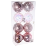 Новогодние шары «Сказочное королевство» 10 см (набор 8 шт), Розовое золото