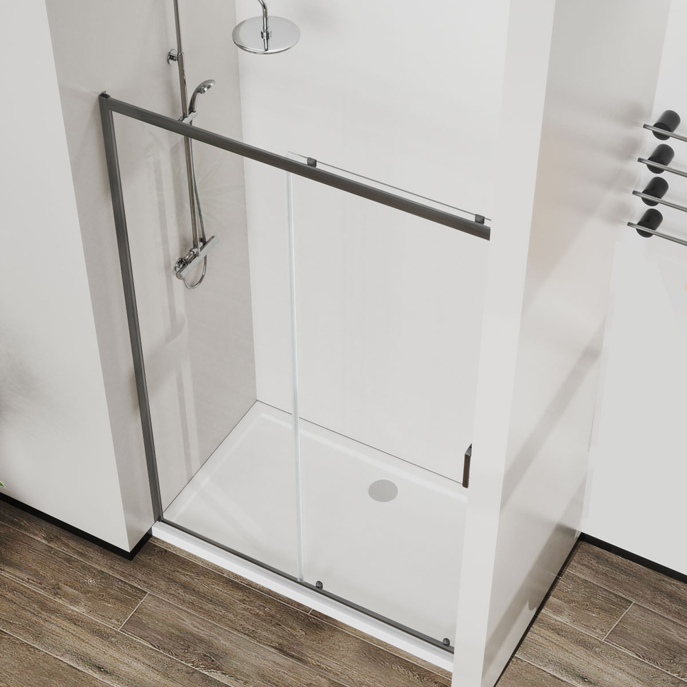 Душевая дверь Сити (City) VDS-5CT150CLGM, 1500, вороненая сталь, стекло прозрачное