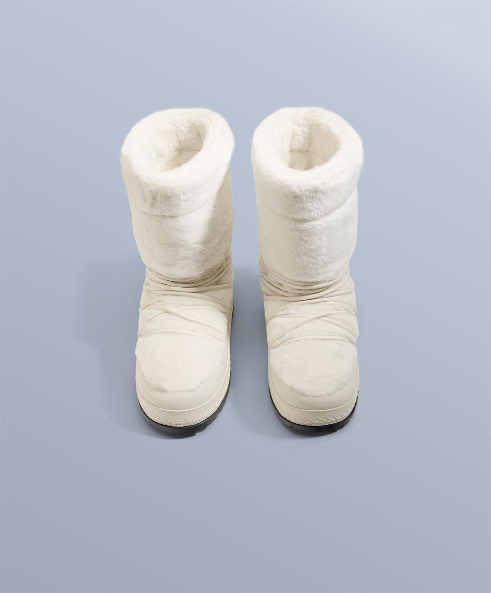 OYSHO Технические ботинки со шнуровкой и меховой отделкой, экрю