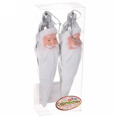 Елочные игрушки «Волшебная борода» 12 см (набор 2 шт), Серебро