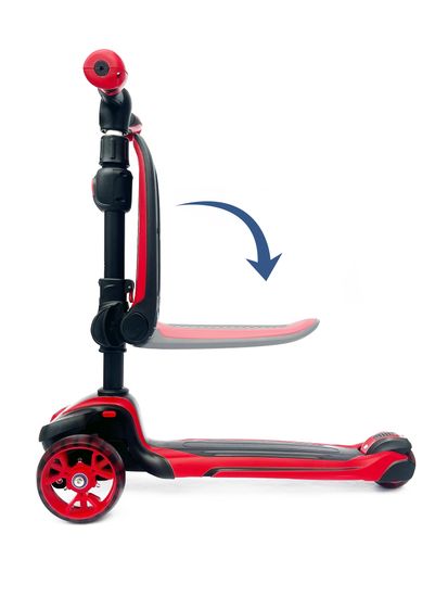 Самокат-беговел со светящимися колёсами 3 в 1 Scooter Micar Moby Black-Red