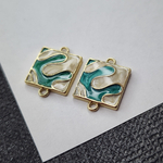 Коннектор, позолота с рисунком эмалью, р-р 12.5×17мм, штучно