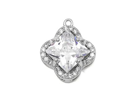 Подвеска "Клевер" с прозрачным кристаллом и стразами, 16мм