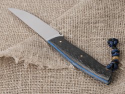 Нож для бушкрафта "Куница", сталь VG-10/Elmax, рукоять карбон (синий спейсер)