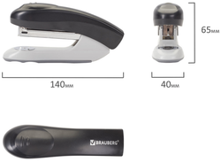 Степлер №24/6, 26/6 BRAUBERG "Original", до 25 листов, черный, 222533