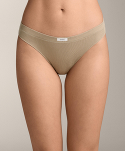 OYSHO Набор из двух трусиков-стрингов из хлопковой смеси в рубчик с логотипом, лаймовый зеленый