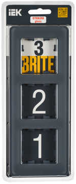 BRITE Рамка 3-местная РУ-3-2-Бр стекло графит RE IEK