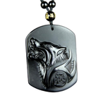 Подвеска Волк - Свобода и Сила Натуральный обсидиан 0-15