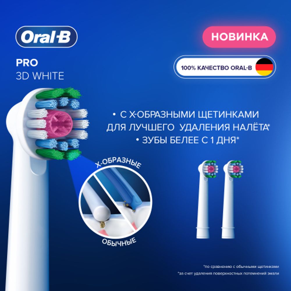 Насадки для зубной щетки ORAL-B Pro EB18pRX 3D White 2 шт с Х-образными щетинками