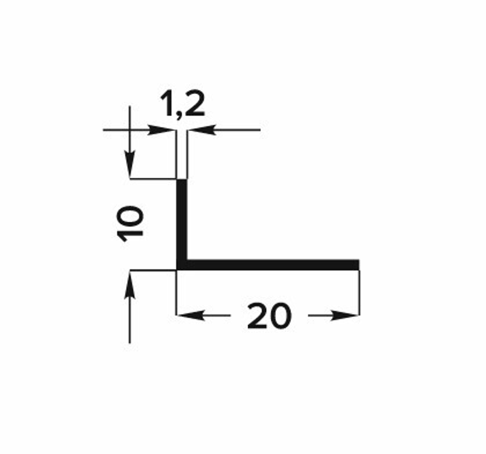 Профиль уголок Лука 20*10*1,2 Уп 05.2000.501л серебро