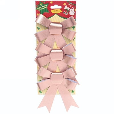 Бант на ёлку "Сказочные блики" 3шт. Розовое золото