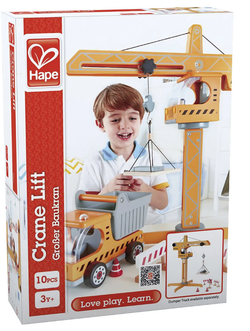 Детская деревянная игрушка Большой подъемный кран, серия "Строитель"