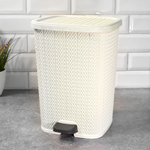 Ведро для мусора 12л с педалью "Вязаный узор", цвет кремовый