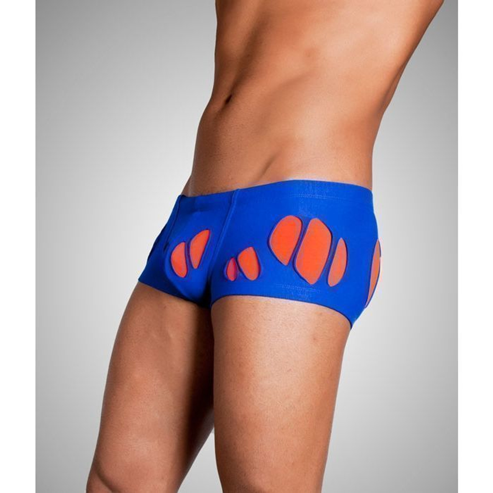 Мужские трусы хипсы синие с оранжевыми вставками Wild Milk Wonderland Hip Boxer Blue
