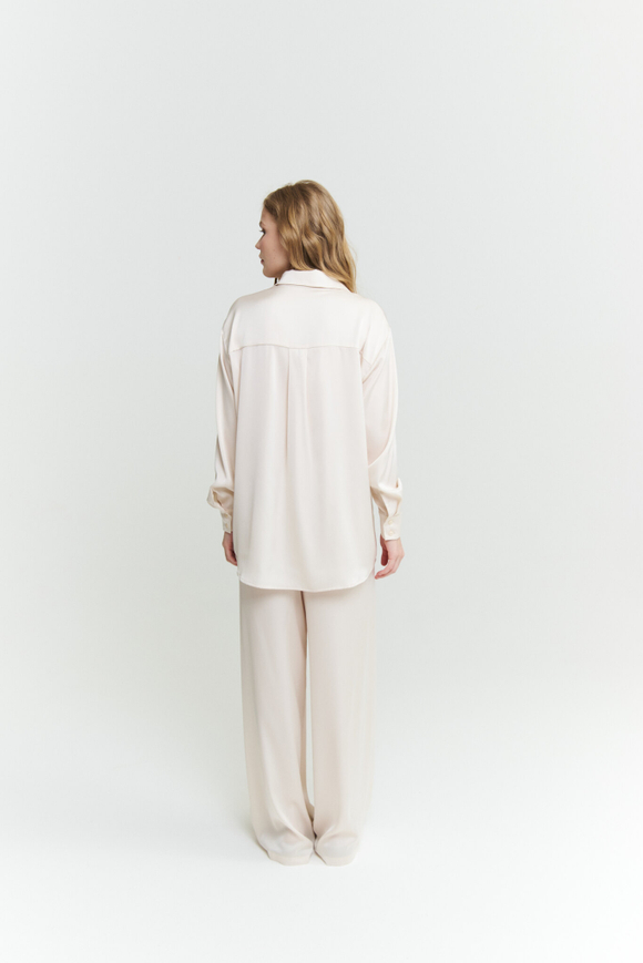 Шелковые брюки молочные